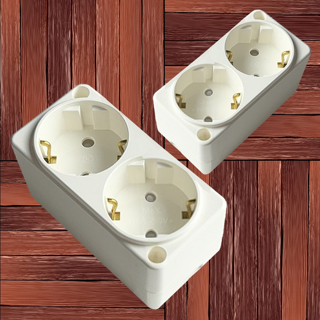 이터칭 노출 콘센트 (핀 타입) 국산 신형, 2개, 아이보리, 9.5cm