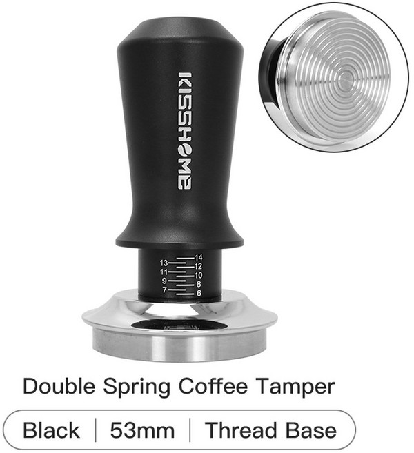 정압 보정 더블 용수철 커피 탬퍼 Breville 에스프레소 메이커 액세서리 바리스타 도구 30lb 51mm 53mm 58mm, 53MM Black Thead, 1개