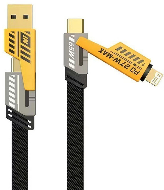 4合1充電線 65W快充線 適用於蘋果 TypeC傳輸線, 1個, 4合1充電線【1米快充】