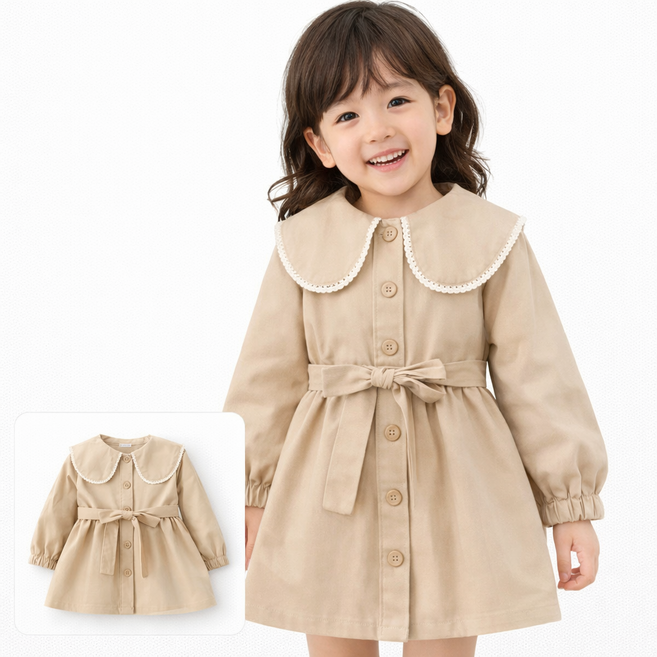 조이멀티 여아용 프렌치 레이스 빅카라 트렌치자켓