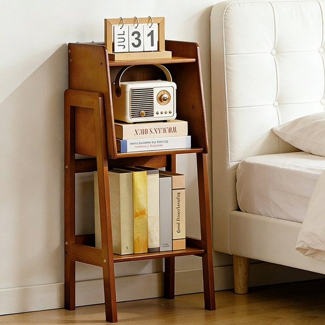 쿠리브 원목색 인테리어 책장 다용도 대나무 수납장 거실 서재 책꽂이, 월넛