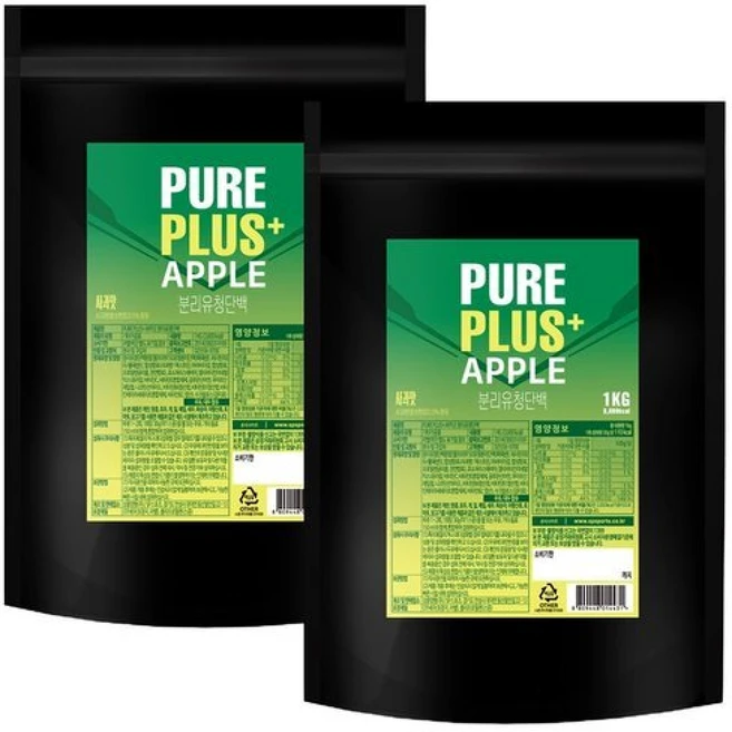 SP스포츠 퓨어 플러스 분리유청단백 단백질쉐이크 사과맛 (WPI 94%함유), 1kg, 2개 - 쿠팡