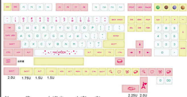 키보드 소리나는 키캡 오리소리 게이밍 귀여운 마우스 기계식 G-MKY 마카롱/아이스크림 PBT 염색약 승화 XDAS 프로필Filco/DUCK/Ikbc MX 스위치용, 규격 없음, 마카롱 열쇠, 규격 없음