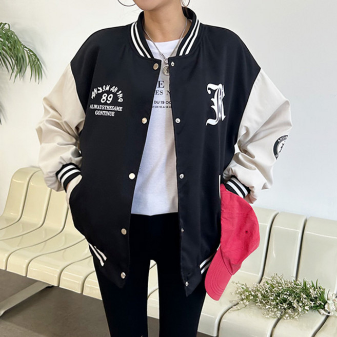 마이쏭 넘버야구점퍼 여성용 아우터 데일리룩 점퍼 빅사이즈 오버핏 야구점퍼 루즈핏