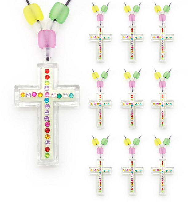 야광십자가목걸이만들기x10개 DIY모아 성경학교 교회, 10개