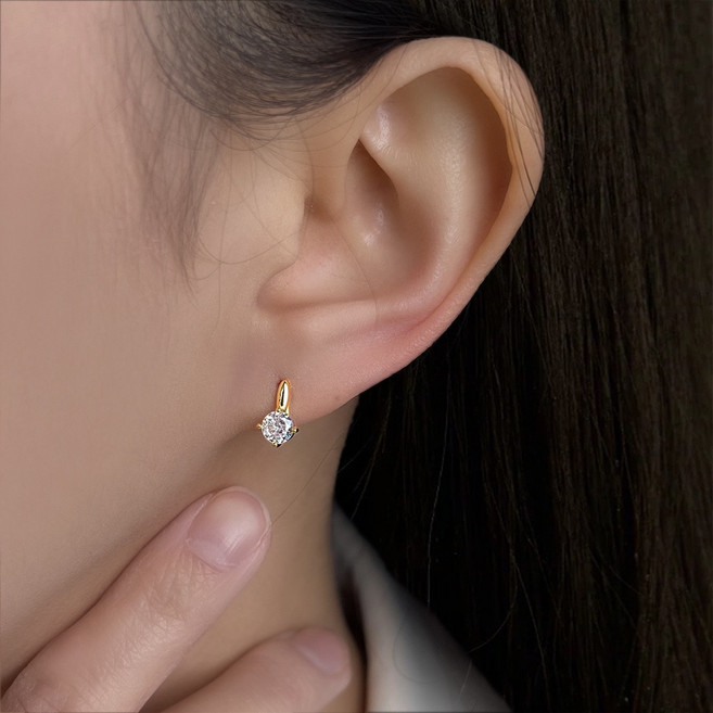 생활보물창고 귀안뚫는 골드 크리스탈 미니 이어커프 원터치 귀찌 데일리