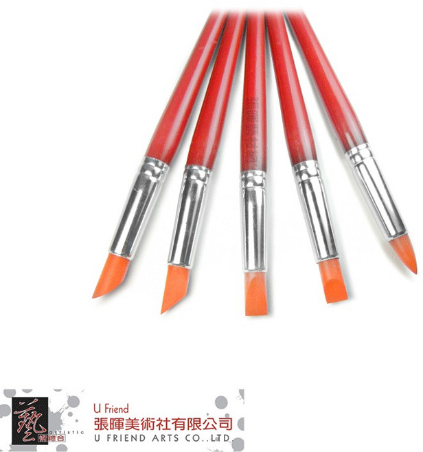 U Friend 大矽膠筆套組，紅桿棕頭，5入