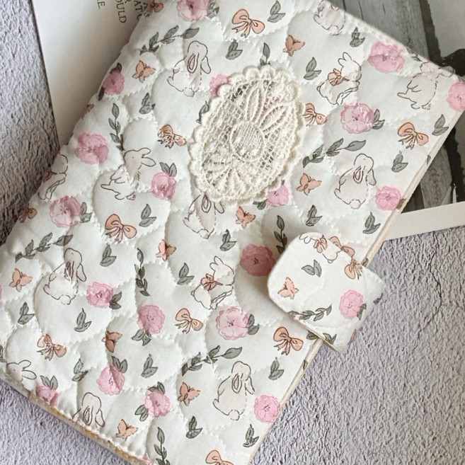 몽쉐리103 사랑스러운토끼 패브릭 플라워 북커버 성경책커버, A5