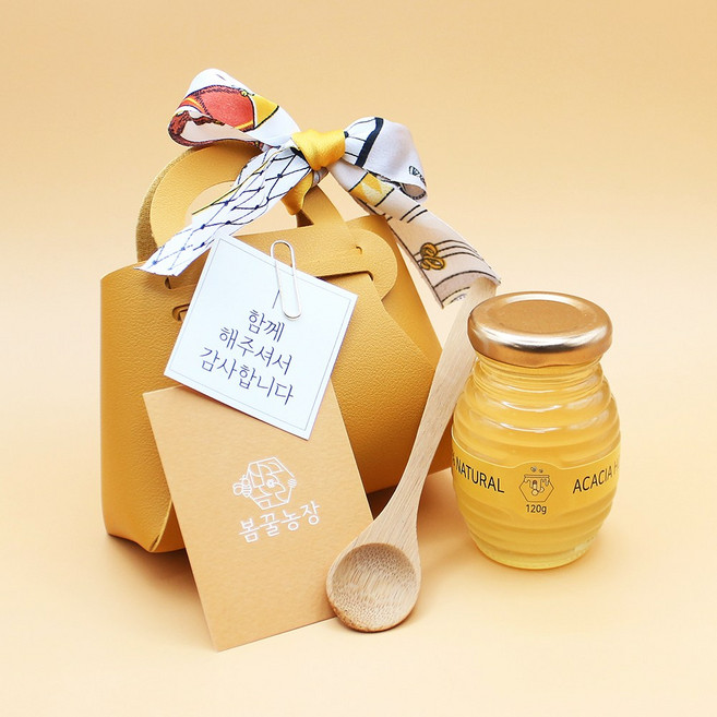 [봄꿀농장] 천연벌꿀 미니가방 선물세트 결혼식답례품 돌잔치답례품 첫돌답례품 웨딩답례품, 아카시아, 문의글로 내용 남겨주세요 :) 25자이내, 4가지 컬러 랜덤발송, 120g, 1개