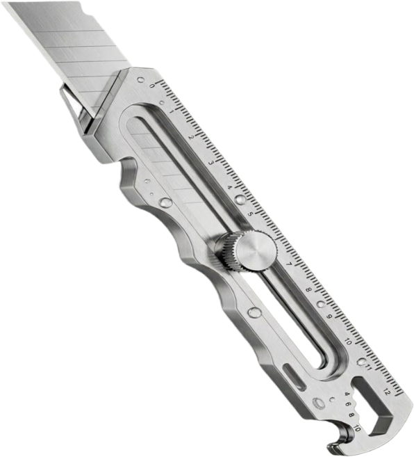 올스텐 미끄럼방지 커터칼 돌기형 손잡이 작업용 박스커터, 1개, 실버