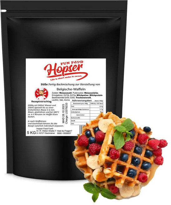Hopser Funfood 홉서 펀푸드 프리미엄 벨기에 와플 베이킹 믹스 릴리저블, 1개, 5kg