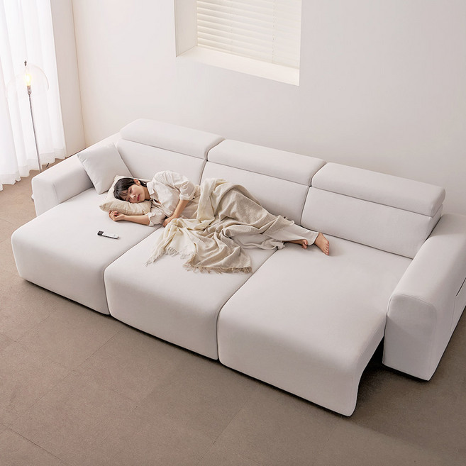 라자가구 미노르 4인용 소파 모션 리클라이너 슬라이드 무빙 패브릭 쇼파, 4인소파 아이보리