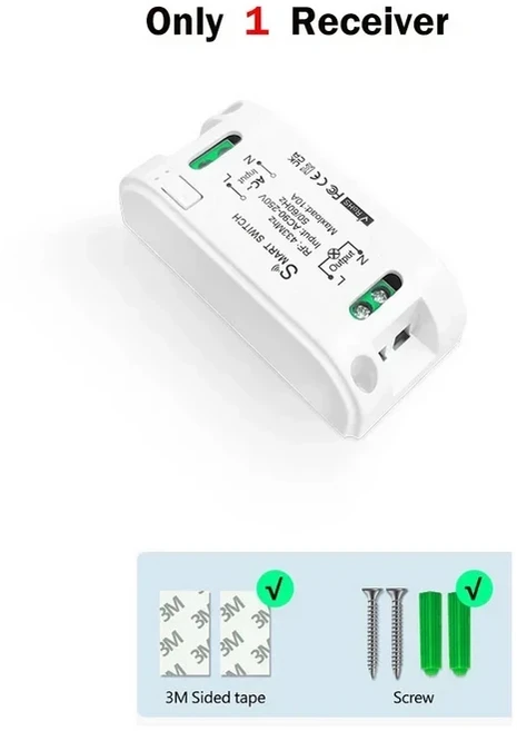 433Mhz 무선 스마트 라이트 스위치 AC 110V 220V 230V 10A 미니 RF 릴레이 수신기 원격 제어 램프에 대 한, Only 1 Receiver, 1개