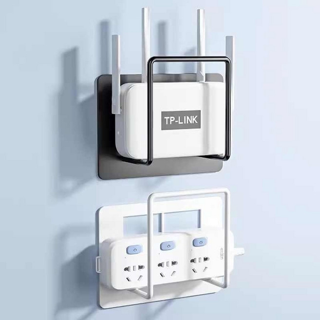 2P 공유기 셋톱박스 거치대 숨기기 정리대, 블랙앤화이트, 1세트