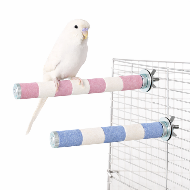 앵무새 발톱갈이 세라믹 스톤 횃대 세트 2p, 1세트, 15*2 파란색과 분홍색