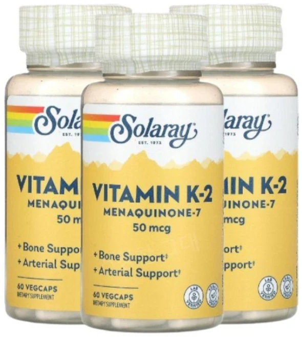 쏠라레이 비타민 K-2 메나퀴논-7 50mcg 베지캡슐 60정, 3개 - 쿠팡