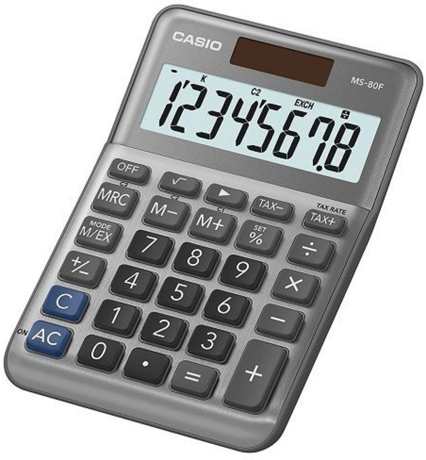 CASIO 大型顯示幕計算機 8位數顯示 金屬面板耐用 辦公必備, 1個, MS-80F