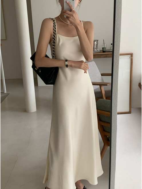 NEW컬러추가 루어스룸 샤이니 새틴 실크 슬립 스트랩 민소매 나시 뷔스티에 a라인 플레어 빅사이즈 임산부 맥시 롱 원피스