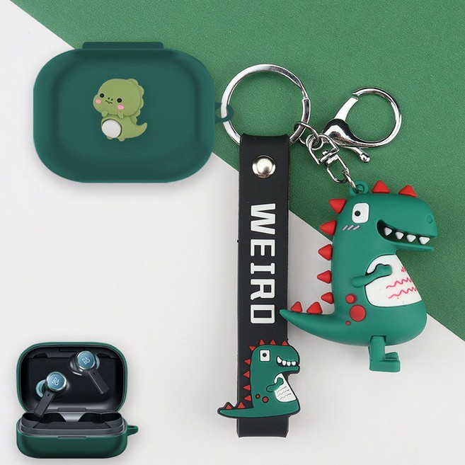 뱅앤올룹슨 베오플레이 EX 케이스 케릭터 키링 스트랩 커버, BEOPLAY EX, 밤녹색 공룡+수줍은 공룡, 1개