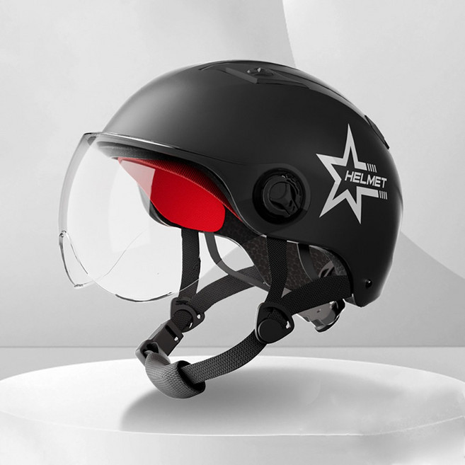 오토바이헬멧 하이바 반모헬멧 바이크헬멧 스쿠터헬멧 배달 사계절, 스모키 블랙