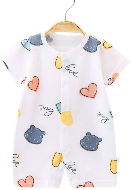 網眼透氣嬰兒包屁衣 - 夏季短袖爬服 新生兒/寶寶衣服