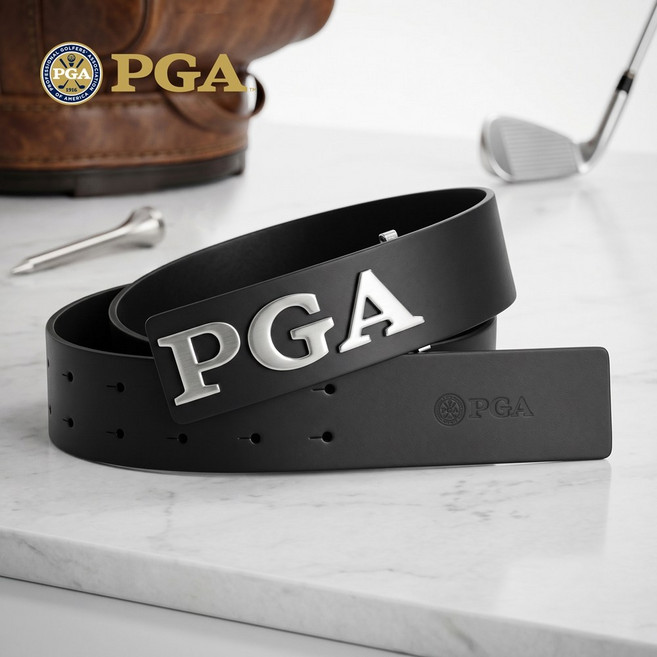 PGA 골프 통가죽 남성벨트 이태리 소가죽 메탈포인트 명품허리띠, 1개, 블랙