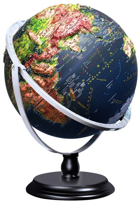 32公分 720度旋轉 兒童學習地球儀, 3D立體 浮雕地球儀 三色燈款
