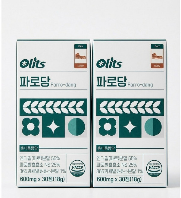 올리츠 파로당 엠머밀 발효효소 600mg, 2개, 30정