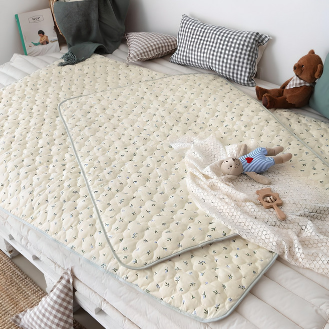 쁘리엘르 허밍 순면 유아 누비 방수패드, 허밍 아이보리, 1개