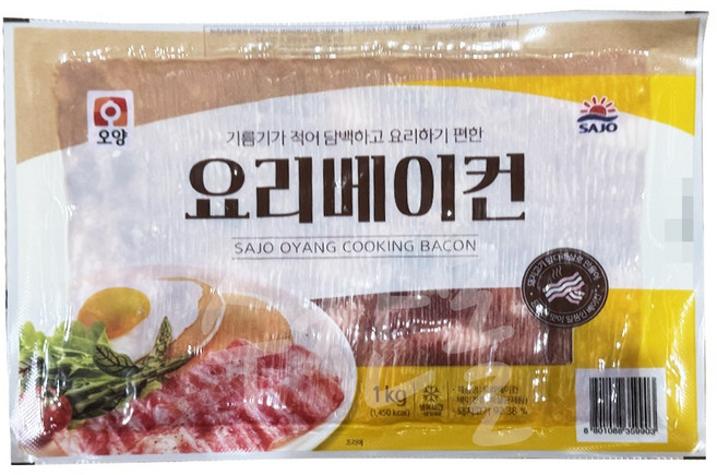 사조오양 요리베이컨 1kg 냉동베이컨 앞다리살, 2개