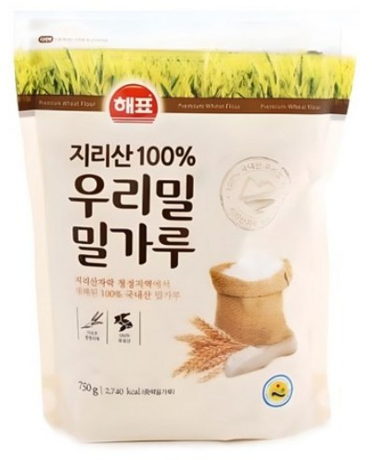 해표 지리산 100% 우리밀 밀가루, 750g, 2개