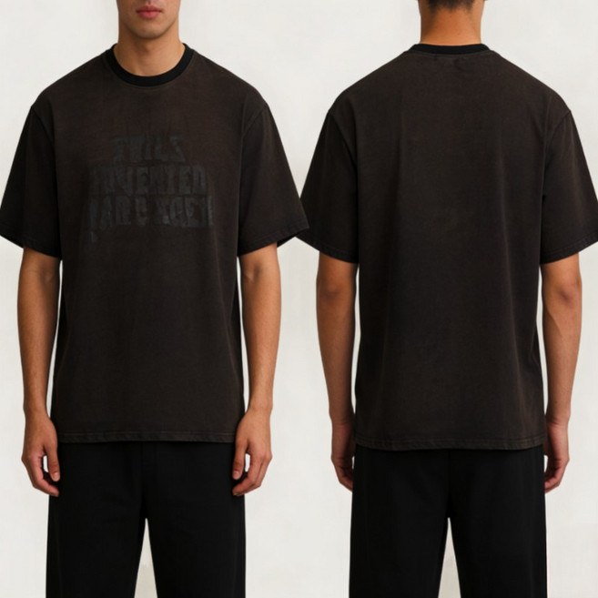 KOSARTE 고급 면 워싱 티셔츠 아메리칸 라운드 반팔티