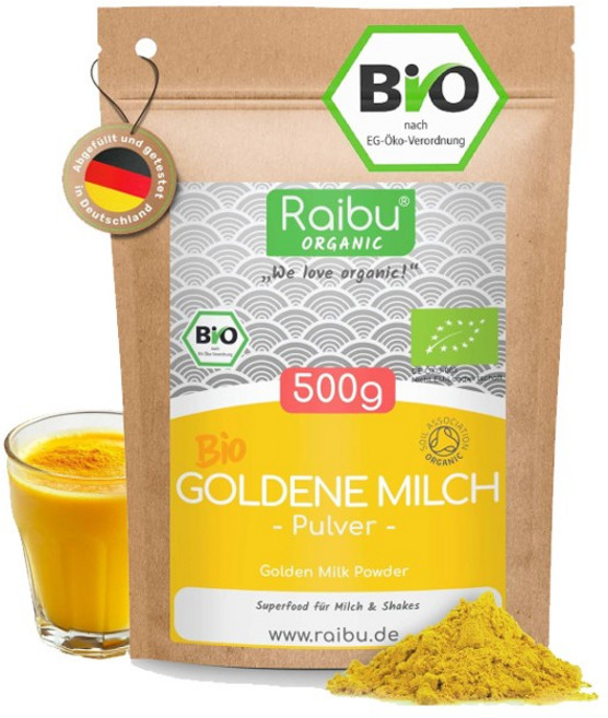 라이부 골든 밀크 파우더 유기농 - 500g / 강황 라떼 믹스(계피 생강 포함), 1개
