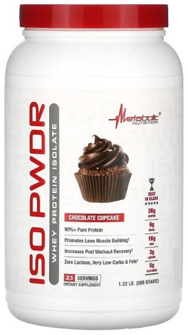 메타볼릭 뉴트리션 Iso Pwdr 웨이 프로틴 아이솔레이트 분리유청단백질 초콜릿 컵케이크 690g (1.52lb), 1개