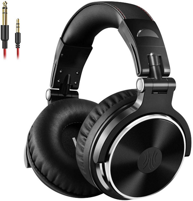 원오디오 PRO20 모니터링 헤드폰 오버이어 밀폐형 듀얼잭 유선 헤드셋, 블랙