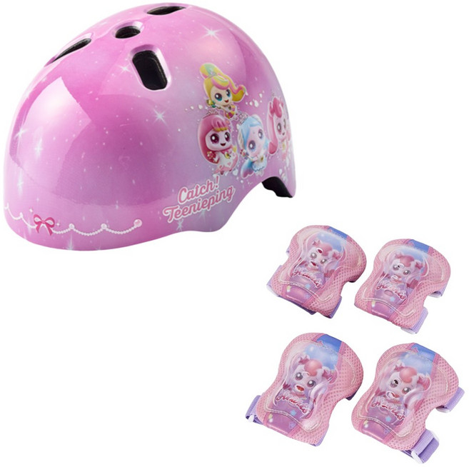 2026 삼천리 티니핑 헬멧 + 보호대 2종 세트, 1개, 핑크