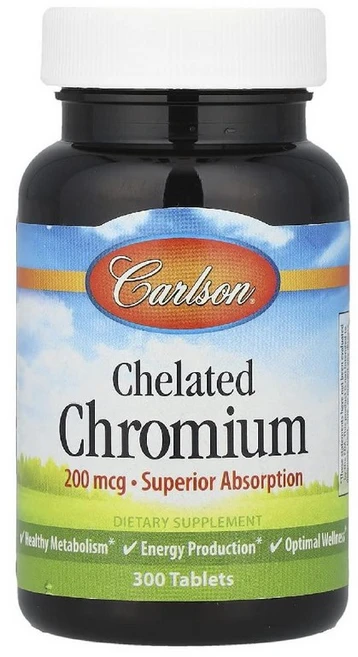 칼슨 킬레이트 크롬 Chelated Chromium 200mcg 300정, 칼슨 랩스 킬레이트 크롬 200mcg 300정 글루텐, 300정 1통 - 쿠팡