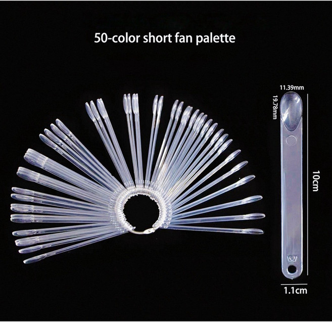 日式短圓扇形色卡 打版甲片 美甲色卡, 1個, 日式短圓 50入