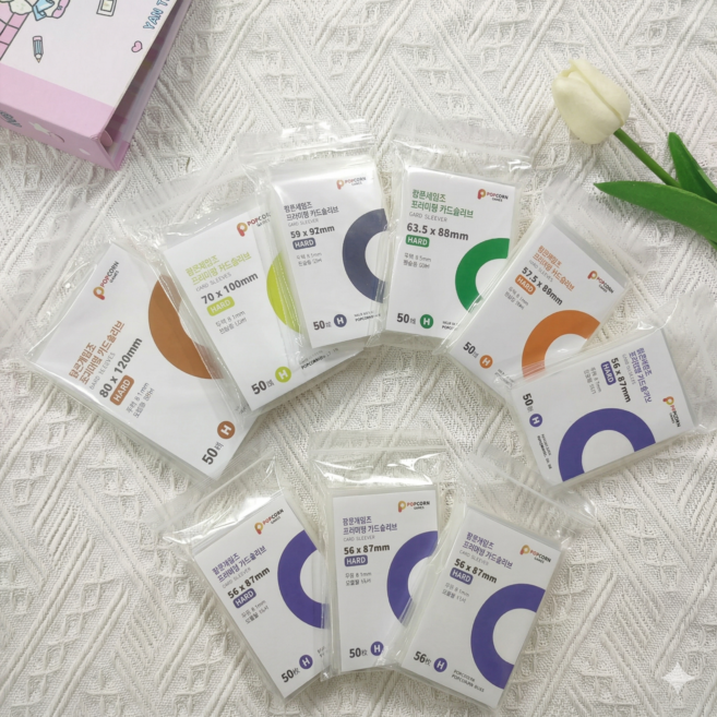 POPCORN GAMES 硬質卡套 59 x 92mm 高清晰 尺寸齊全 50張, 標準卡專用, 1包