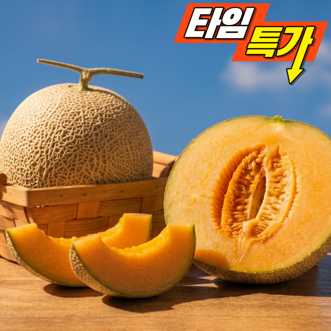 5위 - [초특가할인] 꿀고당도 하미과 노을멜론 로얄과, 1박스, 3kg(개당 800-1kg) 3-4개