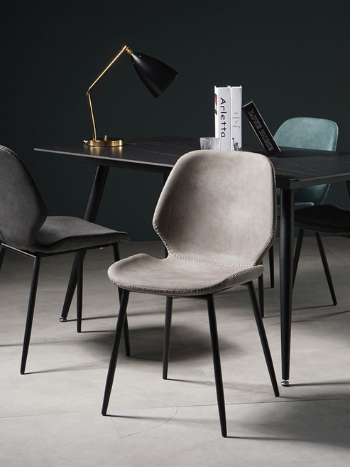 땅콩 의자 체어 식탁 용 팔걸이없는 가죽 박음질 45 82 cm, 오렌지 박음질 의자, 1개