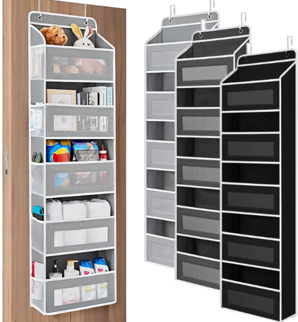 말끔당 문 뒤에 걸수 있는 5단 정리 수납함, 라이트그레이, 1개