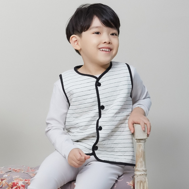 알피아이보리 반조끼 삼중직 보온 조끼 아동 주니어 실내복 잠옷 국산 수면조끼