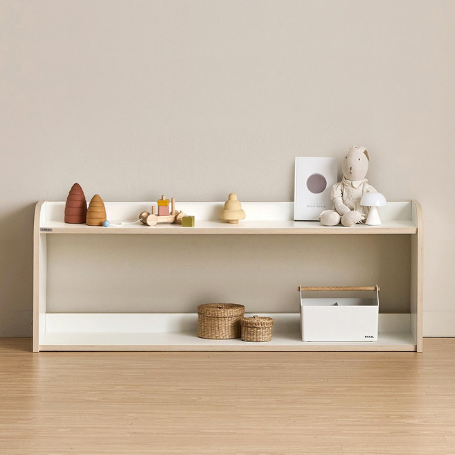 리트리 키즈 1단 낮은 아기 유아 책장 교구장 1200, 크림화이트