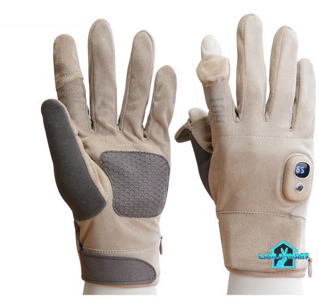 난방장갑 배달라이더 충전식 장갑 배달 터치 오토바이 발열장갑 등산 낚시 핸드워머 열선장갑, 카키색-2000mAh