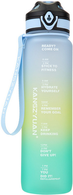 Tritan大容量三色漸變幻影磨砂彈蓋運動水壺, 1個, 阿爾卑斯綠,650ML