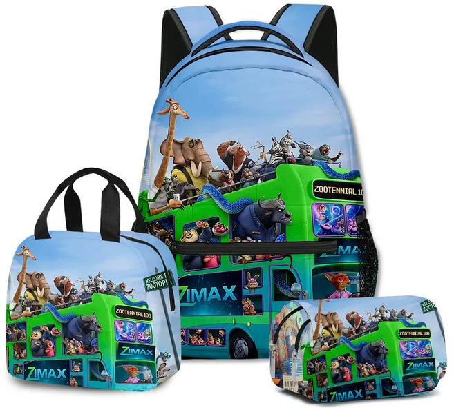 새로운 베스트셀러 3D 만화 및 애니메이션 제품 주토피아 2 책가방 배낭 도시락 필통 세트, 01 30x17x40cm, 04