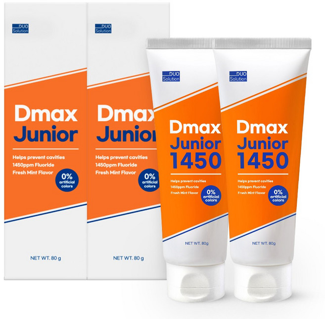듀오솔루션 디맥스 주니어용 고불소 치약, 80g, 2개