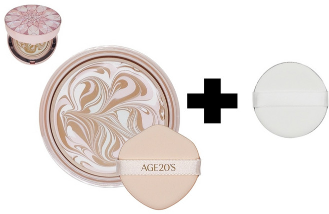 에이지20s 최신상 더블루밍 에센스 커버 팩트 리필 + 에어퍼프, 1개, 23호 리필 + 에어퍼프