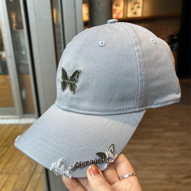 패션 여성용 챙모자 야구모자 빈티지 나비 장식 야구 모자 여성 캡모자 사계절 여자 볼캡 모자 YSQ